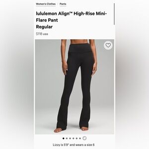 Lululemon Align Mini Flare size 4